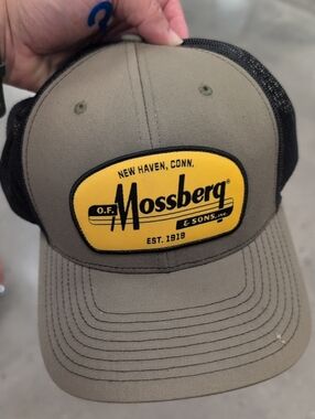 Men's Olive Trucker Cap with Yellow Patch